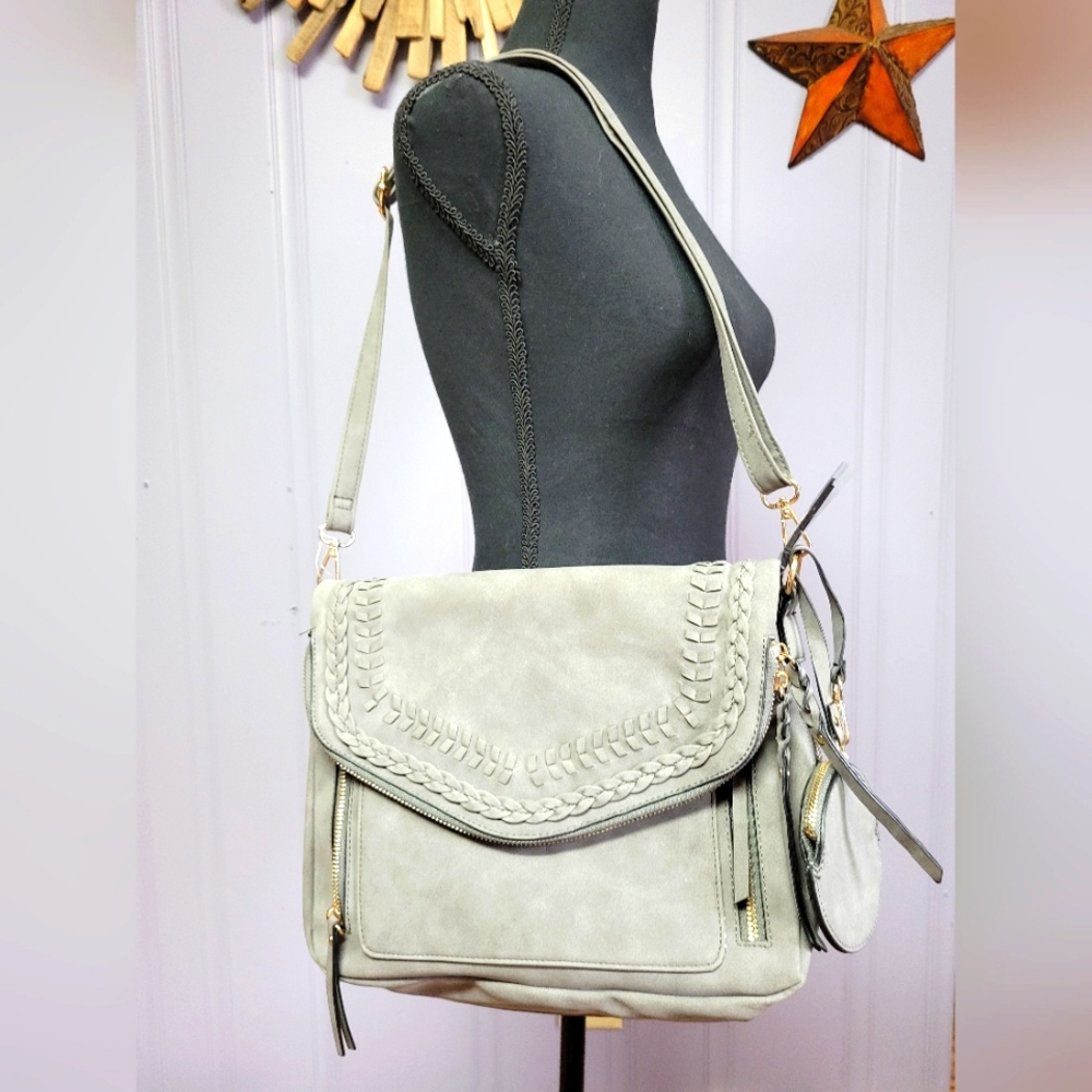 Gorgeous Juniper and Joy Grey Crossbody Bag